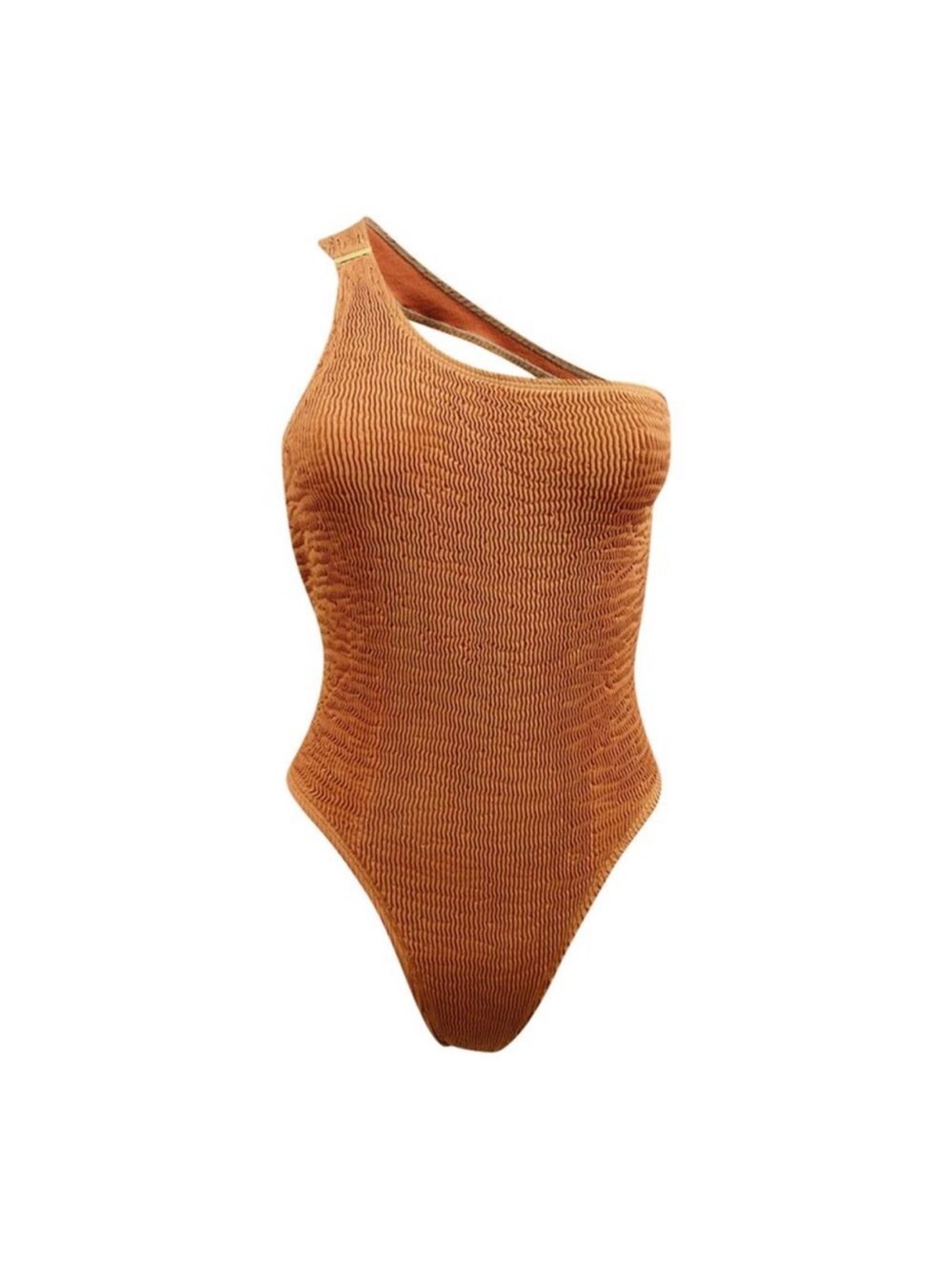 Cleonie NWT sculpture maillot one shoulder O/S espresso